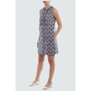 Weekend Max Mara Dress Vestido Corto - Curvato Sleeveless Geometric Print Ruffle